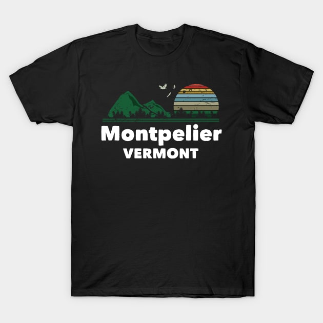 Mountain Sunset Flying Birds Outdoor Montpelier Vermont T-Shirt by greenrepublicmerch